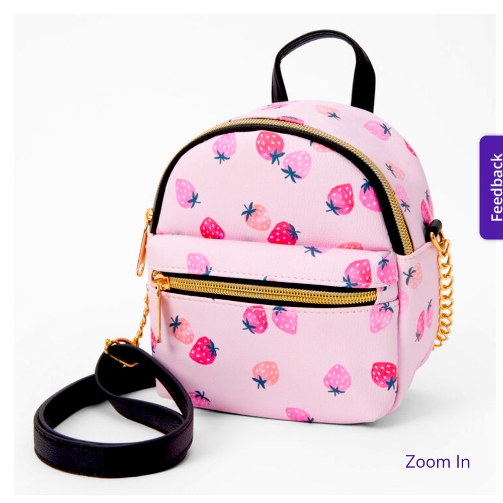 Claire’s Pink Strawberry Mini Backpack Crossbody Bag